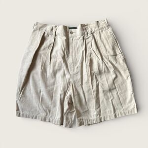 J. Crew Men's Linen Shorts Tan High Rise Pleated Vintage Label